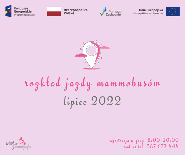 Powiększ różową grafikę promujacą badania mammograficzne. 