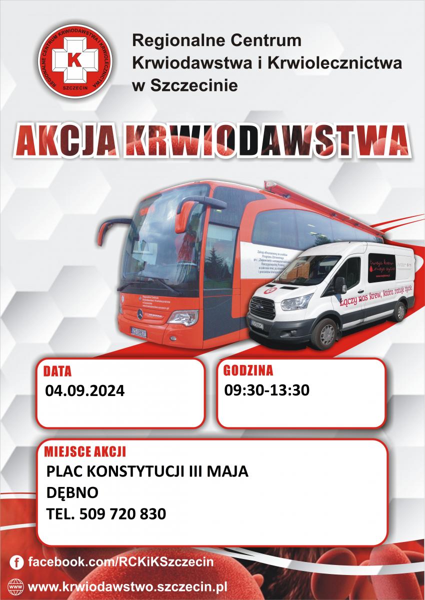 Plakat o akcji krwiodawstwa. pełna treść w informacji 