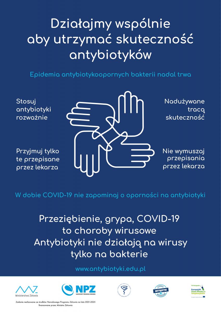 Plakat o działaniach o skuteczności anybiotyków 