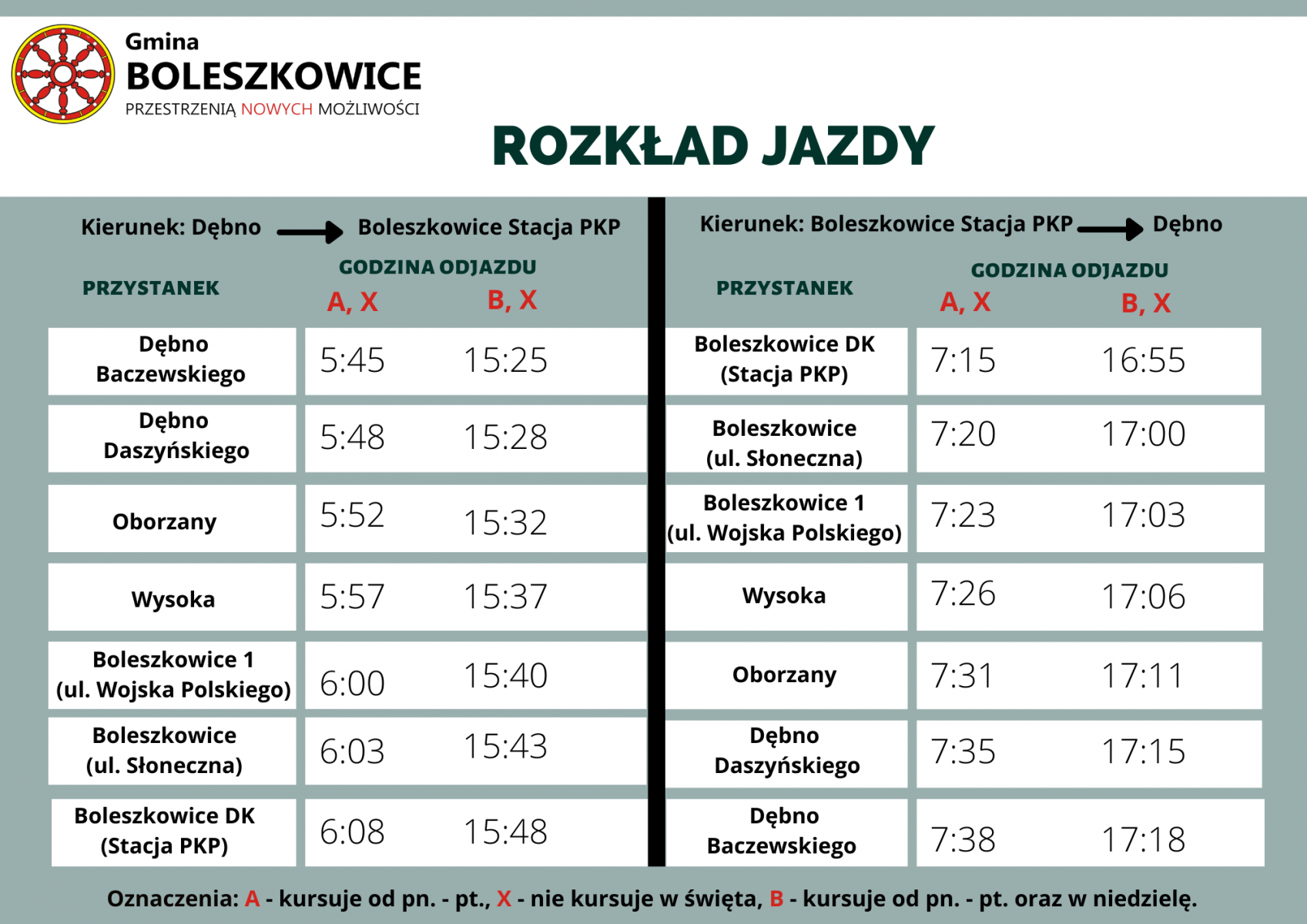 Nowy rozkład jazdy na trasie Boleszkowice-Dębno